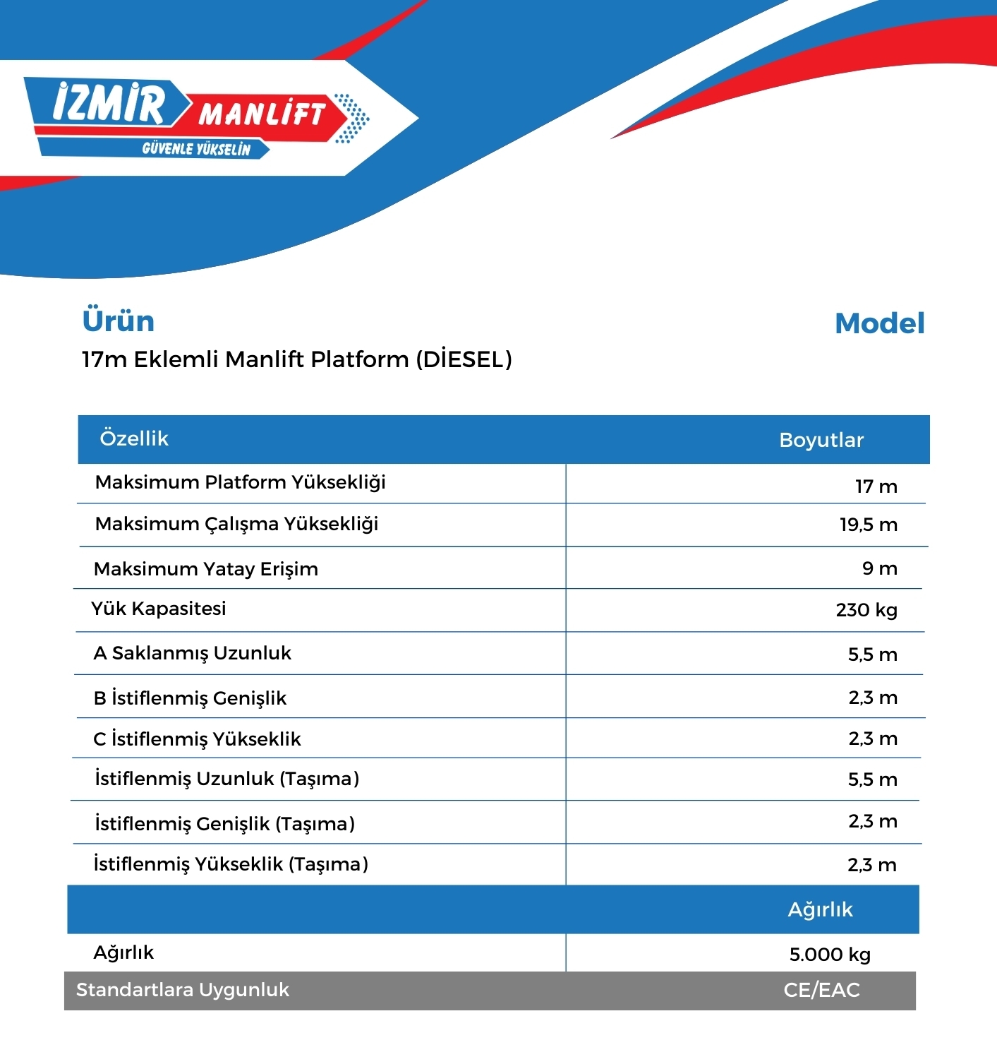 17m Eklemli Manlift Platform (DİESEL)